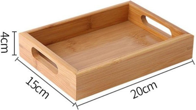Rechteckige Aufbewahrungsschale aus Bambus von gdouxu in Braun mit Griffen, B/T/H: 20 x 15 x 4 cm - Bild 1