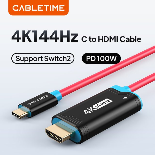 CABLETIME Switch 2 Dock Station Tragbare TV Dock mit 4K 144Hz, USB-C zu HDMI Adapter und PD 100W für Switch 2/1 OLED, PS4 und PS5, Blau - Bild 1