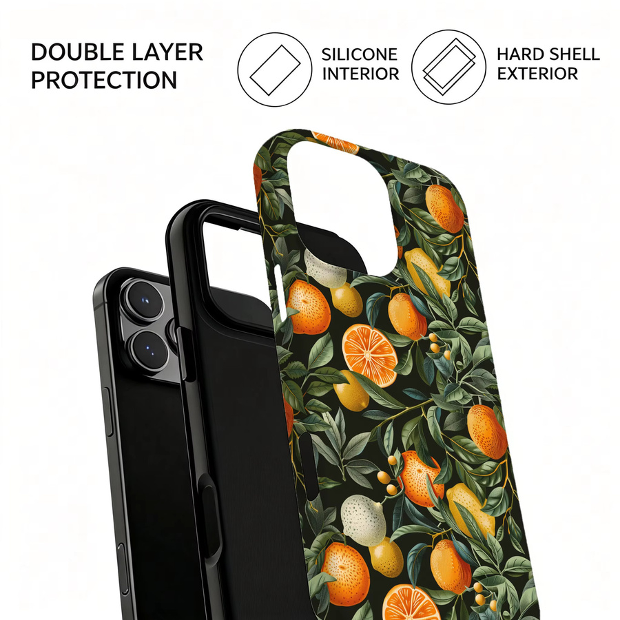 Magnetische iPhone Hülle mit Vintage Botanischem Zitrus-Motiv in Multicolour für Apple iPhone 17 16 15 14 Pro Max Plus 13 12 mit Doppelschichtiger Abdeckung - Bild 2