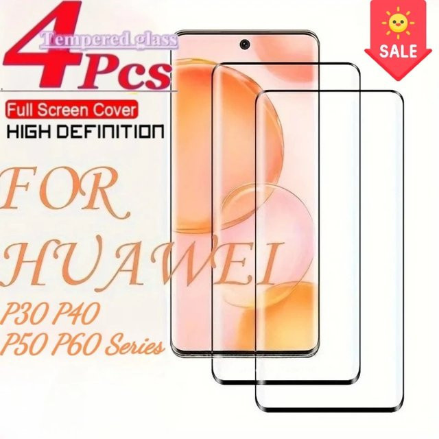 4er-Pack Vollflächige Displayschutzfolien für Huawei P50 P40 P20 Pro in Transparent - Bild 1