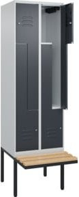 C+P Z-Spind Classic PLUS Sitzbank mit 4 Fächern und Zylinderschloss, Buche-Hartholz, B/T/H: 212 x 60 x 81,5 cm - Bild 1