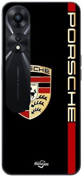 Maniacase Schutzhülle für Oppo A78 5G mit Porsche Logo in Schwarz, Rot und Gold - Bild 1