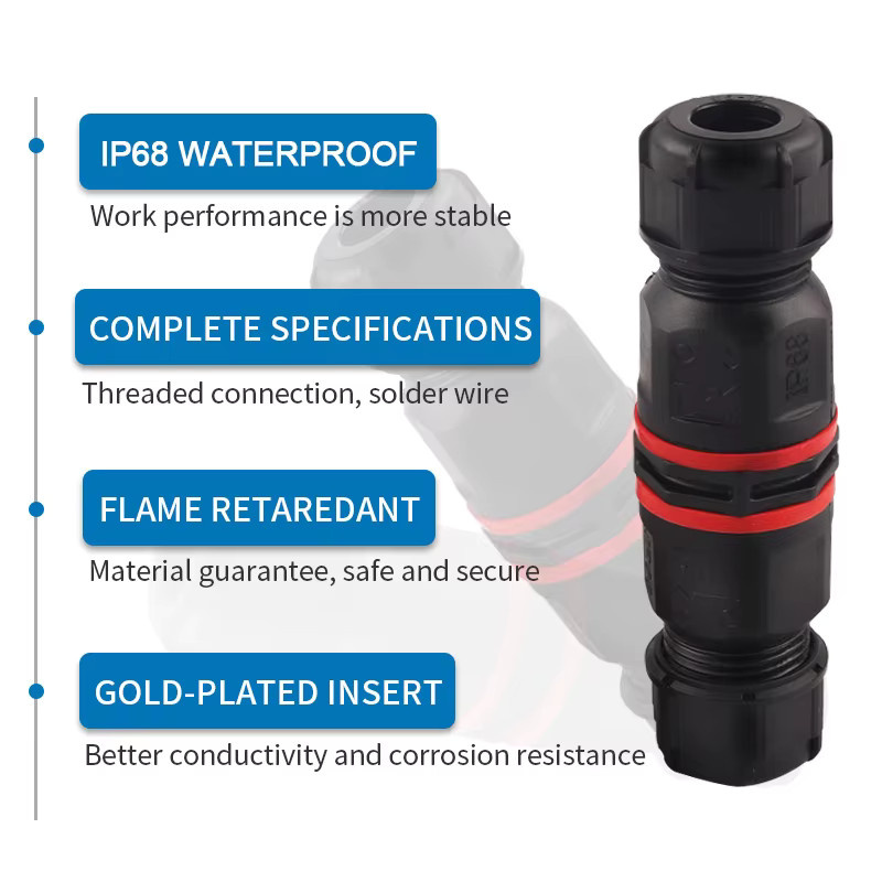DIY GO Elektrischer wasserdichter Kabelsteckverbinder IP68 für Außenbereich, i-Typ Baugruppe, Schwarz, für Kabel 6-10mm - Bild 4