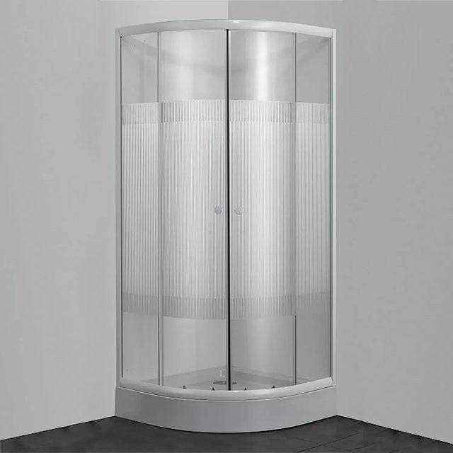 Sanotechnik Rundduschkabine mit Streifenglas in Transparent, B/T/H: 180 x 80 x 80 cm - Bild 1