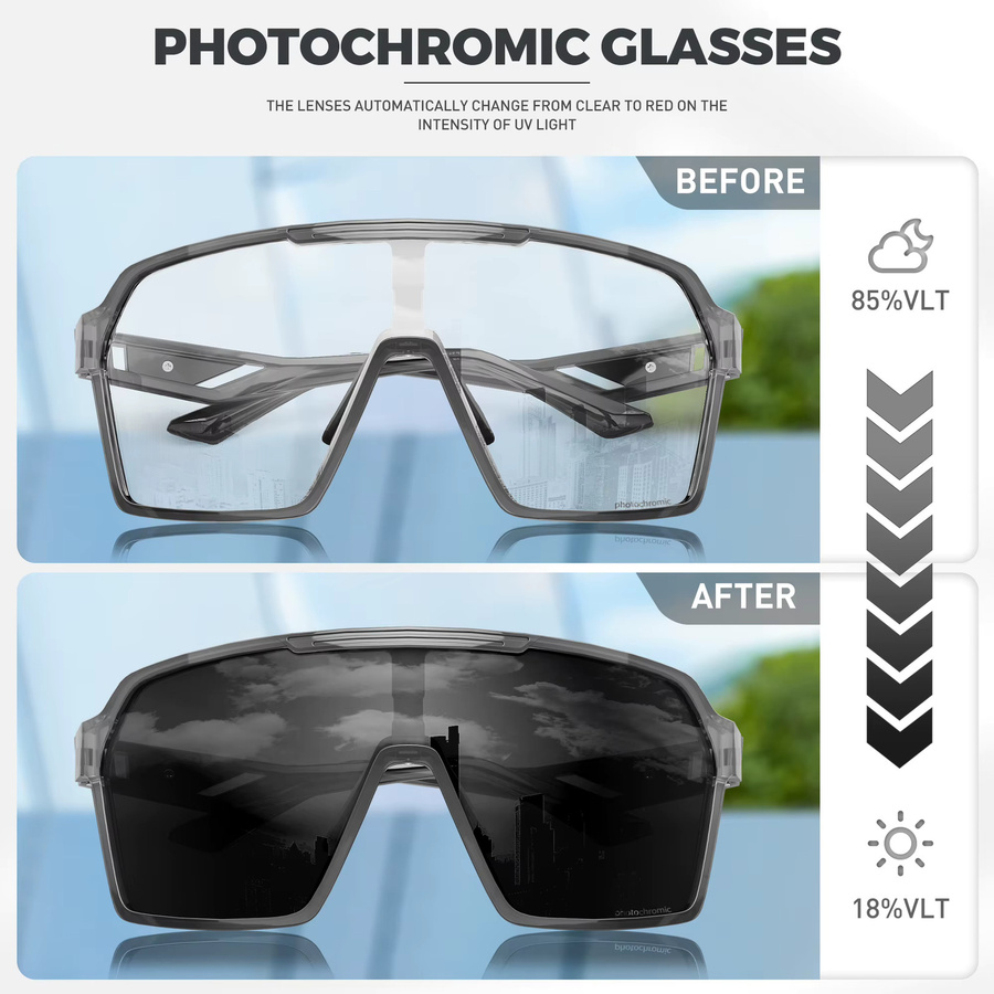 SCVCN Sportsonnenbrille, Männer, Vollrand, Photochrome, Kunststoff - Bild 2