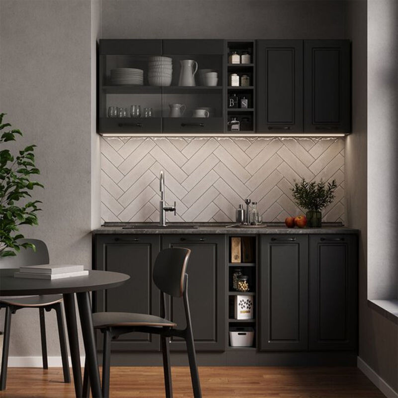 Vicco Singleküche R-Line Küchenzeile Landhausstil in Anthrazit, Breite: 160 cm - Bild 1