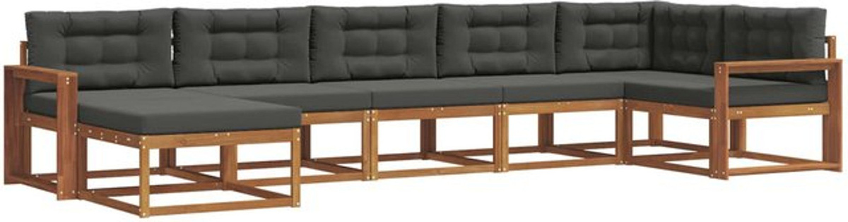 Modernes 7-teiliges Outdoor-Sofagarnitur Loungemöbel Set aus Akazie mit Kissen von vidaXL in Natur und Anthrazit - Bild 1