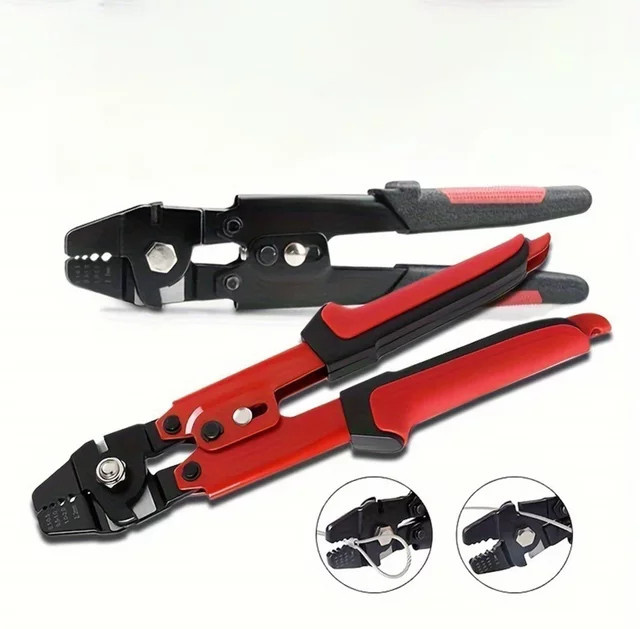 WOZOBUY Crimpen Zange für Draht und Seile bis 2,2 mm mit Aluminium Doppel Barrel Ferrule Crimper Kit zum Angeln - Bild 1
