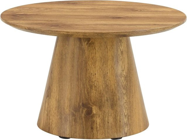 okwish Couchtisch mit rundem Design in Holzoptik, Farbe Braun, B/T/H: 60 x 60 x 35 cm - Bild 1