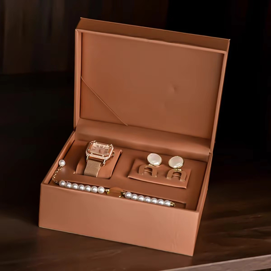 OAKCHARM Schmuck- und Manschettenknopfbox, Uhrenbox, Stiftbox-Kombination, 3-teilig, PU-Leder, Unisex - Bild 3