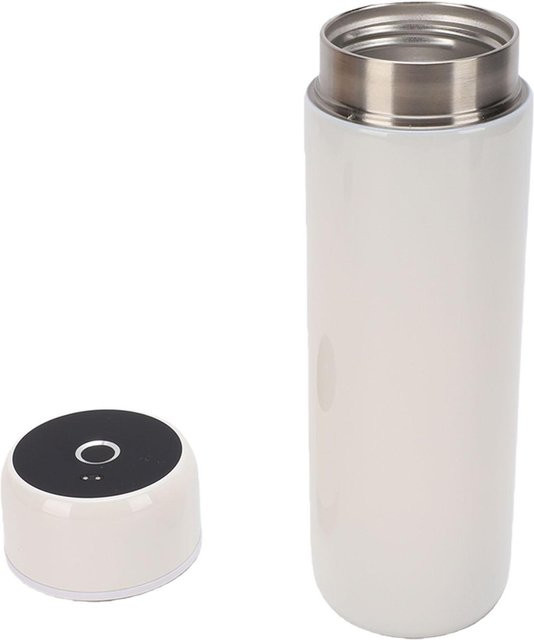 Koogeelife Fingerabdruck-Wasserflasche aus doppellagigem Edelstahl mit 450ml Speicherfunktion für 10 Fingerabdrücke in Weiß - Bild 1