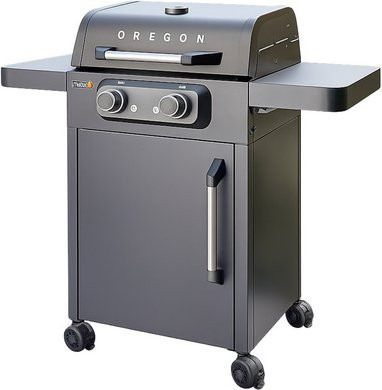 THOR Elektrogrill OREGON in Schwarz mit 3000 W, Thermometer, Warmhalterost und Rollwagen