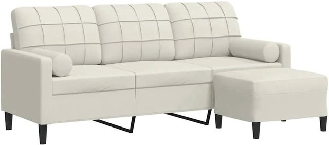 vidaXL 3-Sitzer-Sofa mit Hocker in Beige aus Samt mit Metallgestell - Bild 1