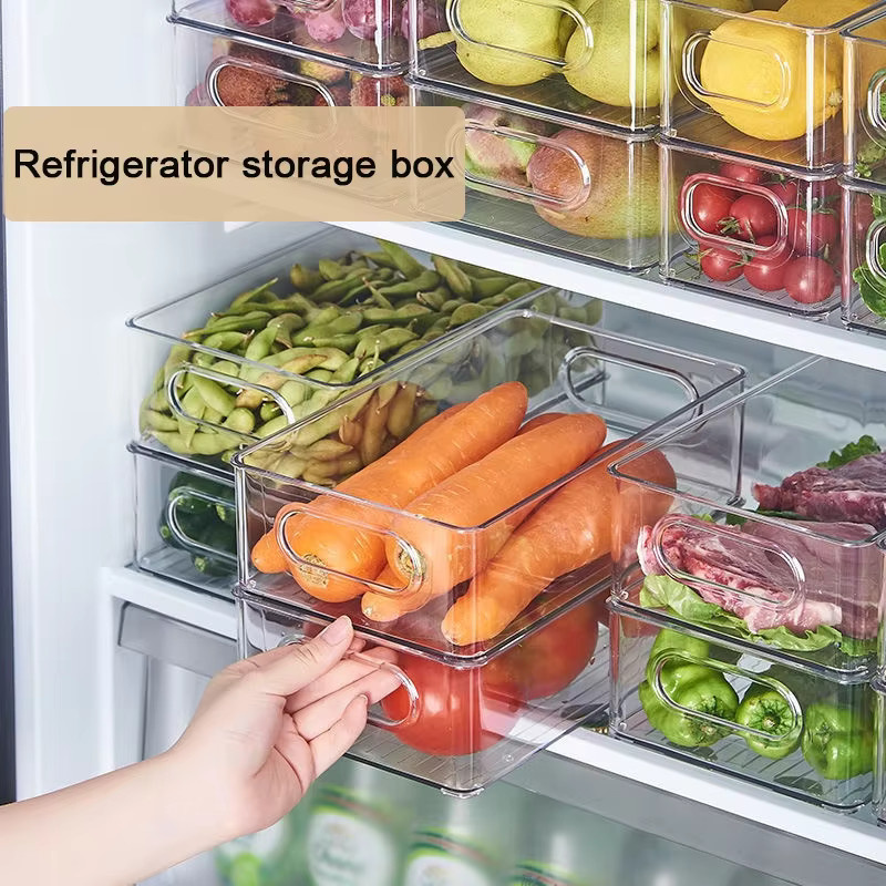 YOCITY Kühlschrank Organizer Bins aus Kunststoff mit Griff, transparent - Bild 3
