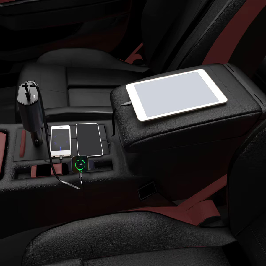 Gopala 4-in-1 PD30W Auto-Schnellladegerät mit einziehbarem USB-Typ-C-Kabel in Grau für iPhone, Samsung und Huawei - Bild 4