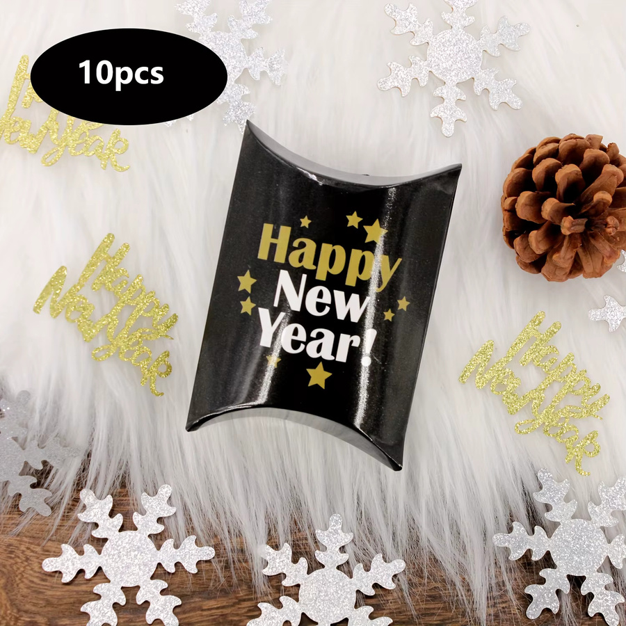 Geschenkboxen mit Frohes Neues Jahr Muster in Schwarz und Gold für Silvester Feiern aus Papier - Bild 4