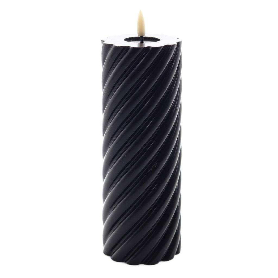 Mansion LED-Kerze Swirl in Schwarz im Rustic-Design mit Flackereffekt, Höhe: 20 cm, Durchmesser: 7,5 cm - Bild 1