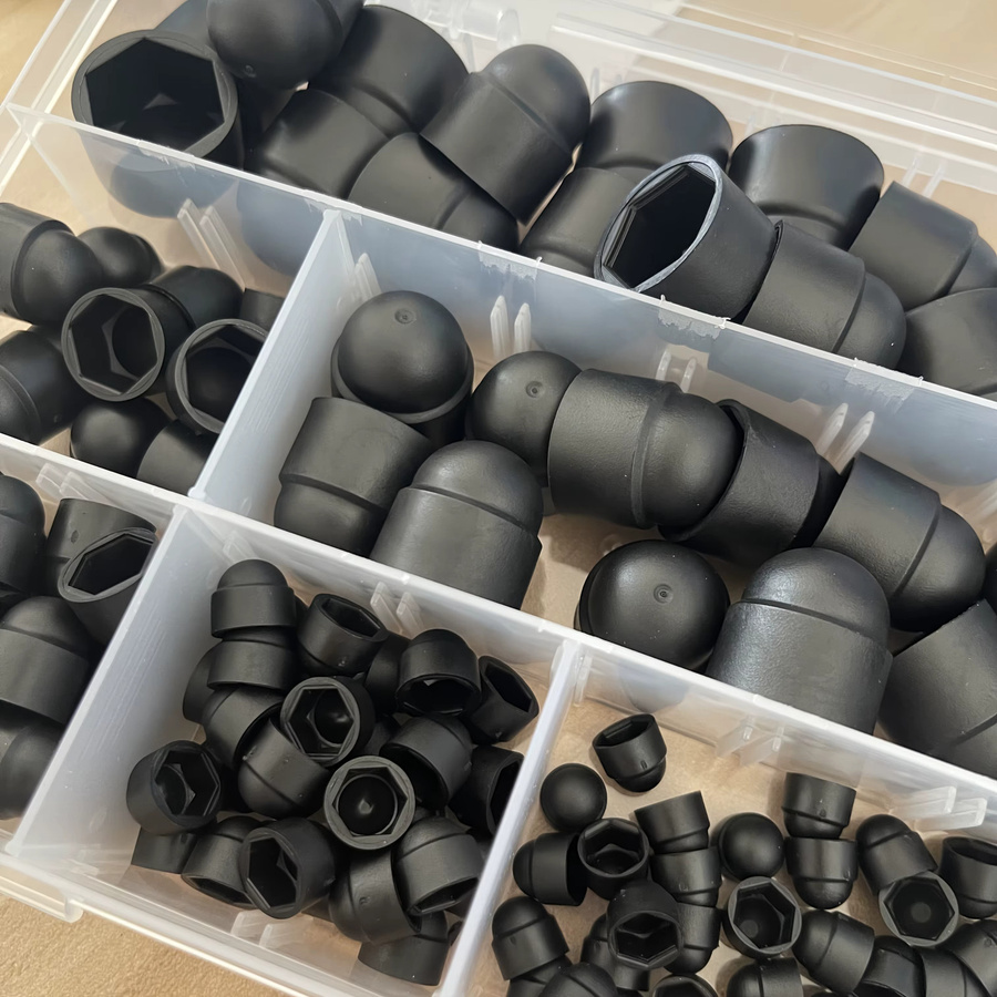145 Stück Sechskantmutter-Schraubenabdeckung aus Nylon in Schwarz, Schraubkappen Set für M4-M12, schützende Kuppel-Abdeckungen für Sechskantschrauben und Bolzen - Bild 3
