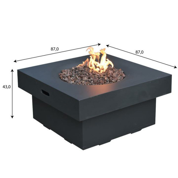 Elementi Gasfeuerstelle Branford in Beton-Optik aus Faserbeton, Schwarz, B/T/H: 87,0 x 43,0 x 45,0 cm - Bild 2