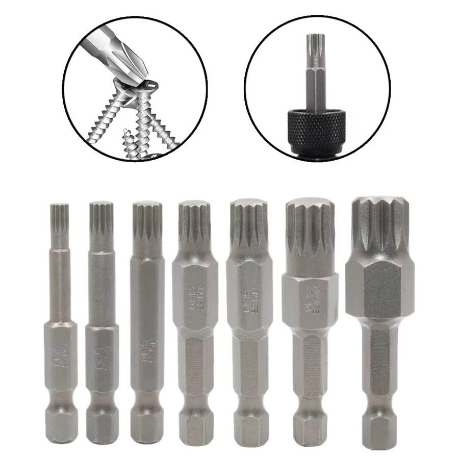 DAZZLEEX 12-Punkt-Torx-Schraubendreher-Bit mit Sechskantschaft, magnetisch, Farbe: Silber, Länge: 50 mm - Bild 2