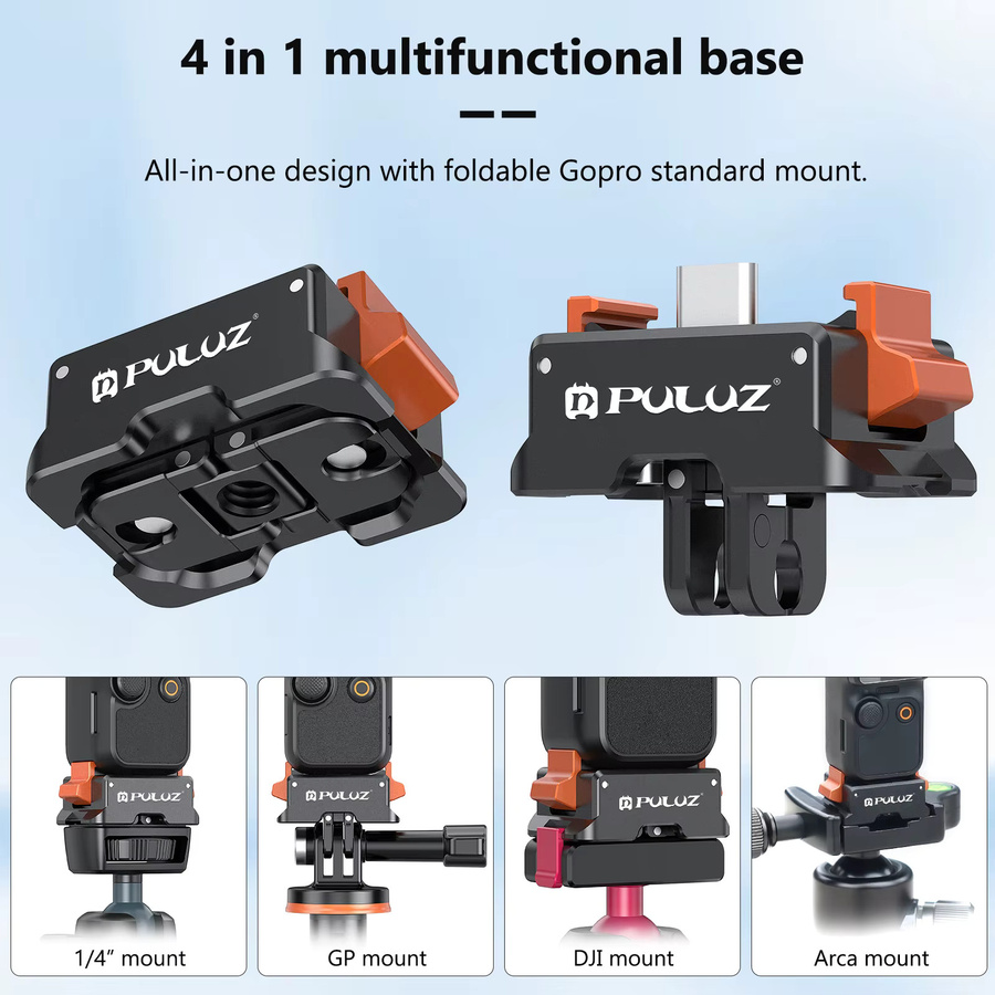 PULUZ Typ-C-Ladestation mit Schnellverschluss-Montageadapterbasis für DJI Osmo Pocket 3 in Schwarz - Bild 2