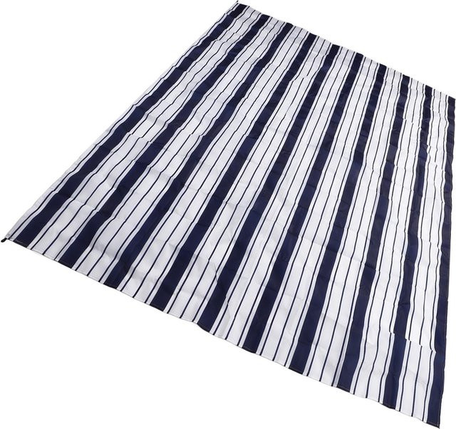 Fishine Stranddecke Wasserdicht mit Tragetasche und Heringen, Picknickmatte für Camping und Strand, Blau-Weiß Gestreift, Polyester - Bild 1