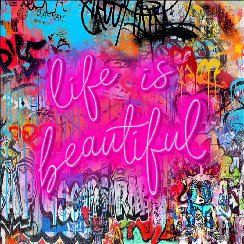 PRO ART Glasbild Typografie Abstrakt Mehrfarbig Rahmenlos Quadratisch - Bild 1