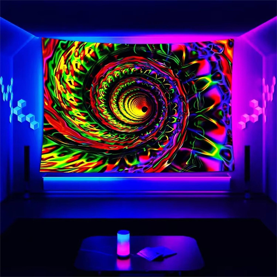 JMG Household Supplies Wandteppich Spiral Psychedelisch Neon Multicolor, Breite: 40 cm, Höhe: 60 cm - Bild 2