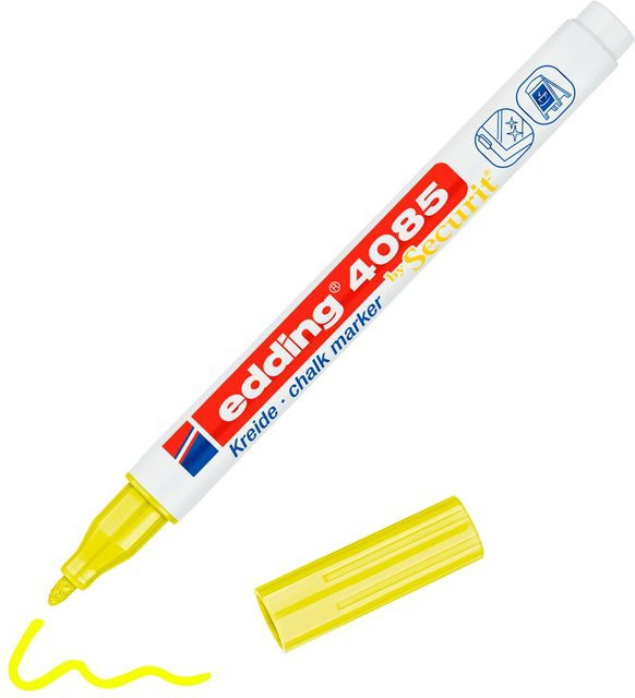 edding 4085 Kreidemarker in Neon-Gelb mit Pigment-Tinte und Bullet-Spitze - Bild 1