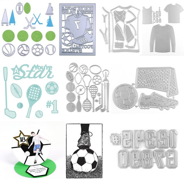 CYFUN DESIGN Metall-Stanzform Fußball-Sammlung Sport-Jersey in Silber für DIY Scrapbooking und Papierarbeiten - Bild 1
