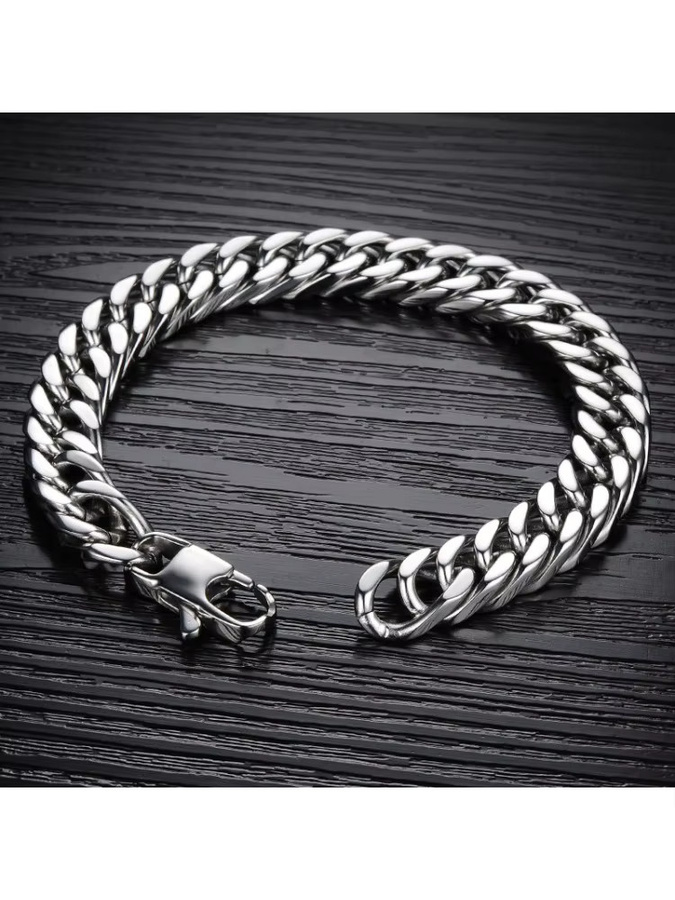 BJXMOSO Armband, Edelstahl, Silber, 10mm, Unisex - Bild 3