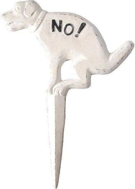 Verbotsschild Hundehaufen NO! Hinweisschild für Hundekot aus Gusseisen in Weiß - Bild 1