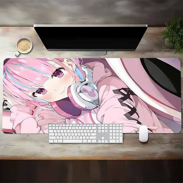 ACMALCO Mauspad Anime Mädchen Mauspad in Rosa, rutschfeste und waschbare Gaming-Schreibtischunterlage für Laptop und PC - Bild 1