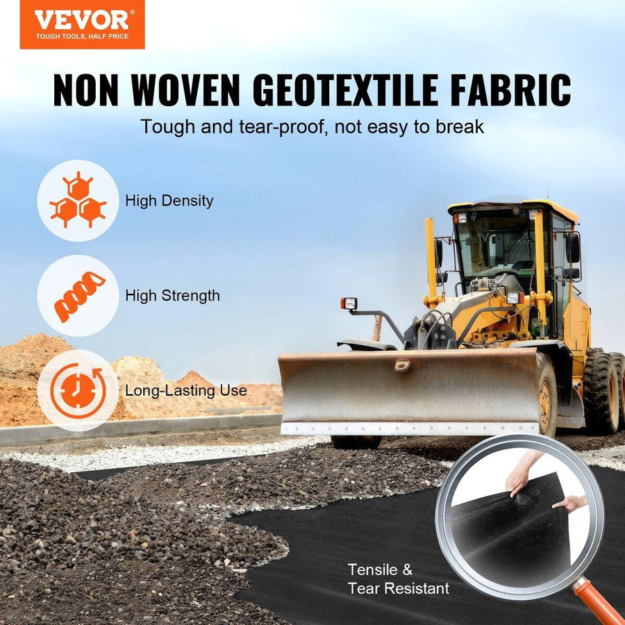 Buying Solutions MB Geotextil Vlies als Unkrautbarriere und Landschaftsgewebe in Schwarz, Breite: 182,88 cm, Länge: 152,4 cm - Bild 8