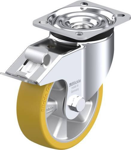 Blickle Lenkrolle LK-ALTH 125K-1-FI mit Feststeller in Silber und Gelb, Rad-Durchmesser: 125 mm, Tragfähigkeit: 350 kg - Bild 1
