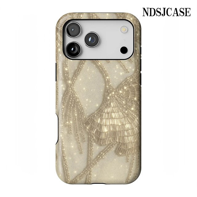 Luxuriöse iPhone Handyhülle mit goldenen Fransen und doppellagigem Rückseiten-Design für iPhone 17 bis iPhone 7/8 Modelle, Farbe: Gold - Bild 1
