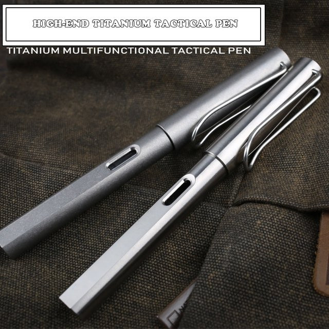 ELESESAFE 2-in-1 Titan TC4 Taktischer Brunnen Stift aus Metall für Business und Outdoor EDC - Bild 1