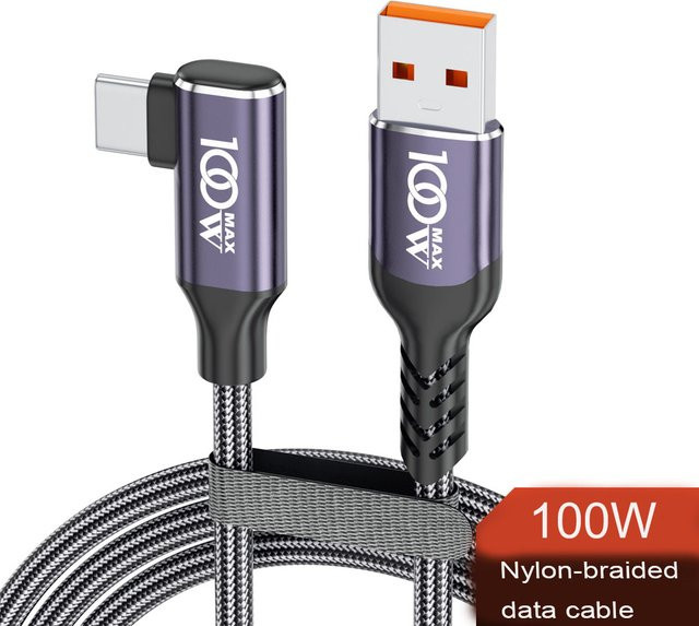 Langlebiges USB-C auf USB-A Ladekabel aus geflochtenem Nylon in Grau - Bild 1