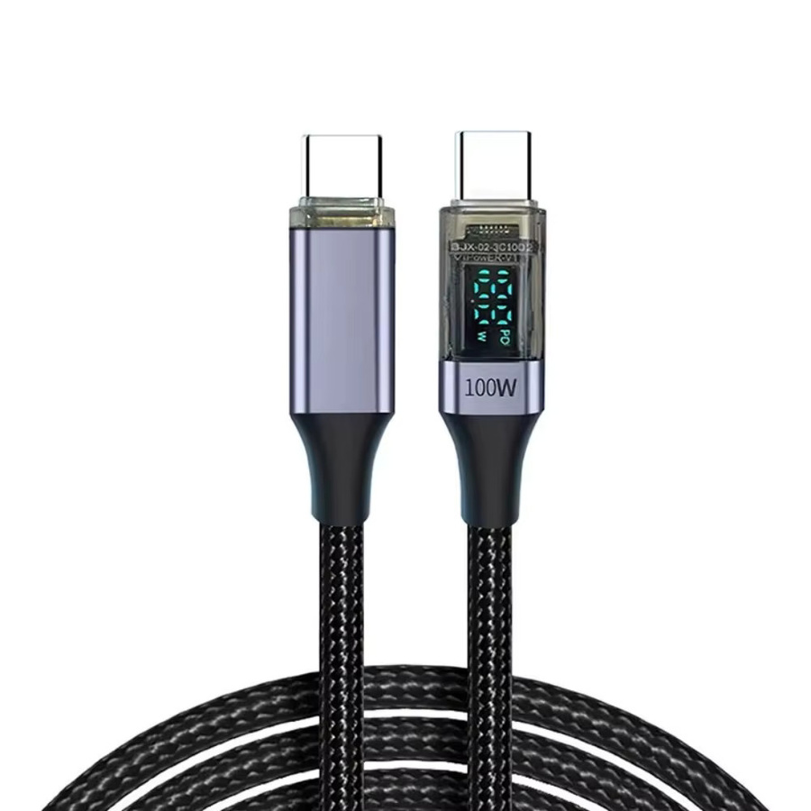 USB-C auf USB-C Ladekabel mit Digital Display für 100 W Schnellladung und Datentransfer in Schwarz oder Grün - Bild 7