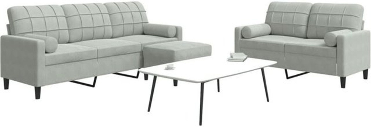 Vidaxl 3-tlg. Ecksofa Garnitur aus Samt in Grau mit Kissen und Nackenrollen - Bild 1