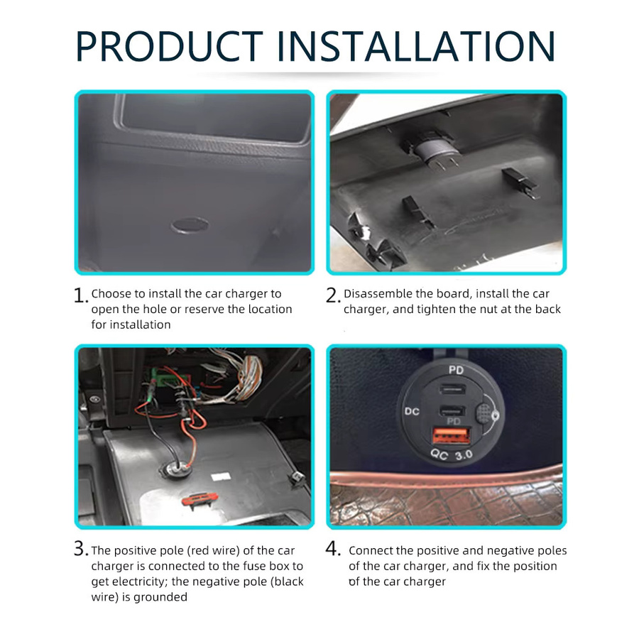 Kebidumei 12/24 V Autoladegerät mit 3 Ports, QC 3.0 und PD Typ C Schnellladegerät-Adapter aus Aluminium in Silber - Bild 6