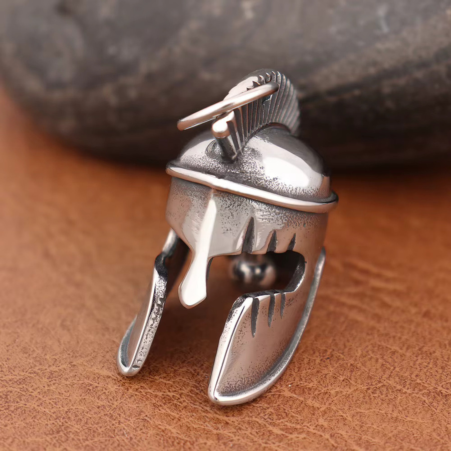 Anhänger Spartan Helm Halskette, Edelstahl, Silber, Herren - Bild 3