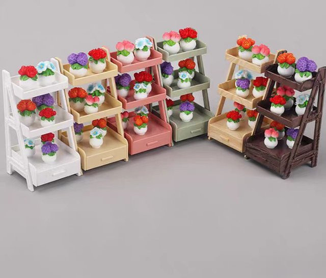 MSFTOYS Puppenhaus Miniatur Pflanze Holz Regal, Natur, Holzfarben - Bild 1