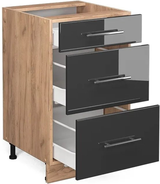 Vicco Küchenunterschrank Fame-Line in Anthrazit Hochglanz und Goldkraft Eiche, Breite: 50 cm - Bild 1