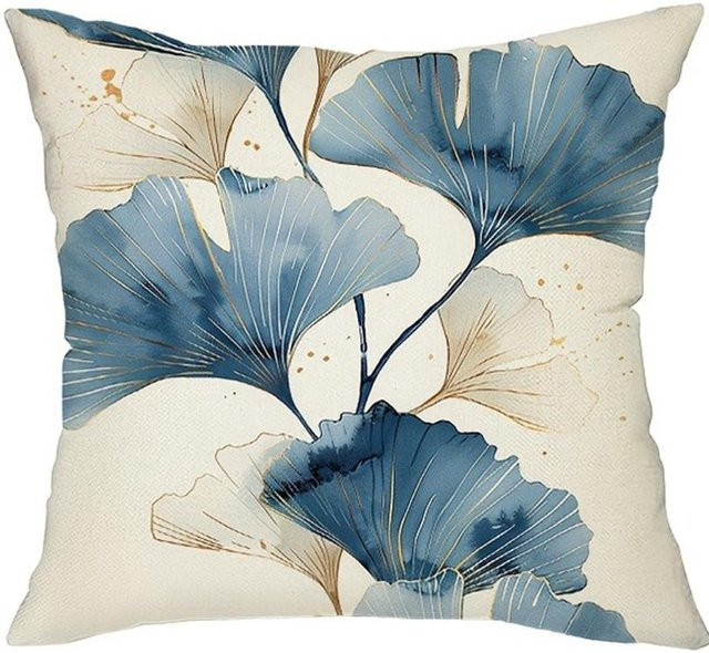 JMG Clothing Kissenbezug mit Ginkgoblatt-Design in Blau, quadratisch, B/B/H: 45 x 45 x 45 cm - Bild 1