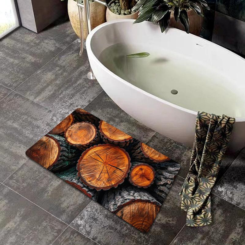 Yiran Furniture Badezimmer Fußmatte mit 3D Holzmaserung Optik, braun, B/T: 80 x 50 cm - Bild 1
