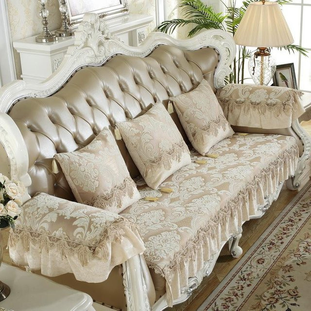 Binchi Outdoor Equipment Jacquard Chenille Sofa Sitzkissen Doppellagig mit Silikon Rutschfest, B/T/H: 180 x 65 x 18 cm - Bild 1