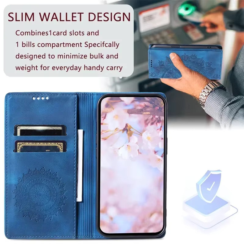 Totem Flip Case Magnetische Leder Brieftasche für Apple iPhone 16 15 14 13 12 11 Pro Max Plus Mini XR XS Purple - Bild 5