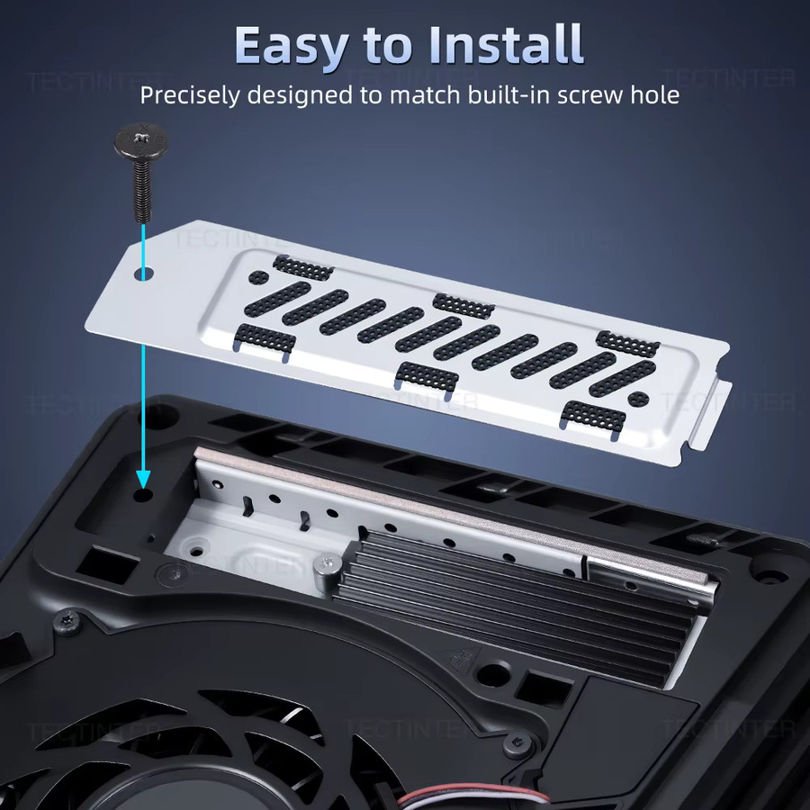 TECTINTER SSD Kühlkörper und Staubschutz für PS5 Slim und PS5 Pro, Aluminium Wärmeableitung für NVMe M.2 SSD, Silber - Bild 5