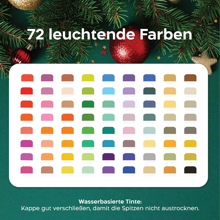 72 Acrylmarker-Set mit zwei Spitzen (Fein- und Pinselspitze) in Multicolour für Papier, Stoff, Glas, Keramik, Holz und Leinwand mit hochwertigen Pigmenten - Bild 2
